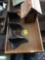 Wooden tray, corner shelving unit and a birdhouse