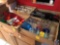4 boxes, cookie cutter, dog grooming tools, Wahl clipper, asst glasses, ball quart jars