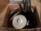 Box containing Circulon pans and lids