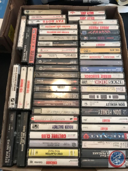 (2) flats of assorted music cassettes from the 70s