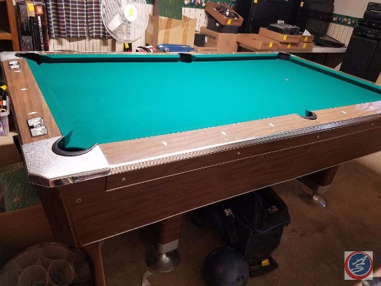 8' slate Fischer Duchess Billiard table (ca. late 60's) with plastic net pockets and score keepers.