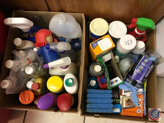 (2) boxes of cleaning supplies