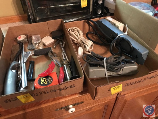 (2) flats containing cords and hand tools