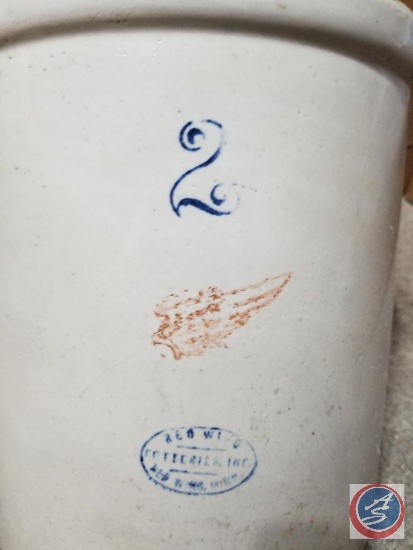 2 Gallon Red Wing Salt Glaze Crock Planter (Has crack)