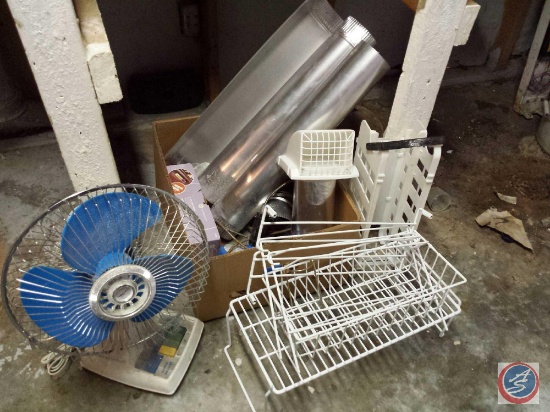 Small Oscillating Fan; Shelf Racking; Drain Snake and Dryer Vent