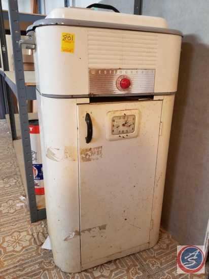 Vintage Westinghouse TC-81 White Enamel Electric Roaster w/ Timer Cabinet Stand