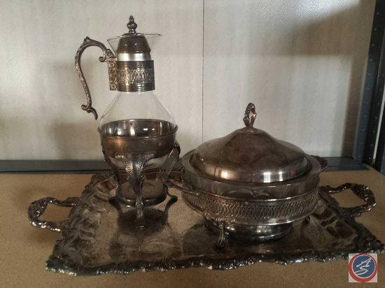 Vintage Silver Plate and Glass Serving Pieces