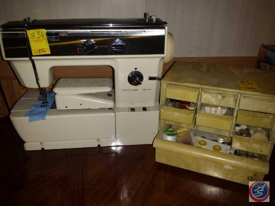 Montgomery Ward Model UHT J1980 Table-Top Sewing Machine and Notions Sorter