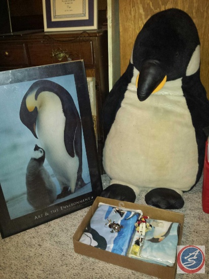 Huge Plush Penguin, Ornamets and Bathroom Decor.