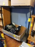 Black metal fish tank stand
