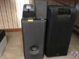 4- piece Yamaha surround system sub woofer (Model # YST-SW90), speaker (Model # SW-P201), two small
