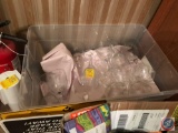 Tote containing wine glasses, champagne glasses and more