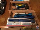 (2) boxes of assorted flash lights, including unopened mag lights