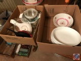 (2) boxes containing serving dishes, bakeware, and a Bierking mug in original box