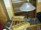 Table Lamp w/ Glass Shade and Plate Display Shelves