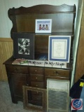 19x6x40 in. Small Side-Buffet; Vintage Wooden Washboard, and Misc. Home Decor.