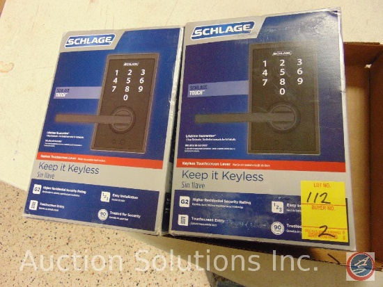 (2) Schlage touch keyless touchscreen lever locks