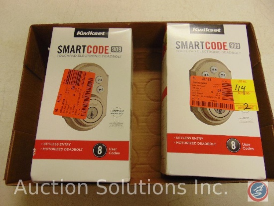 (2) Kwikset smart code #909 touchless electronic deadbolts, in original packaging
