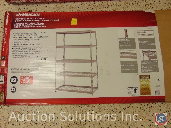 Husky 5-Shelf Heavy Duty Storage Unit measuring 48x24x78 w/ 5000 lb. capacity