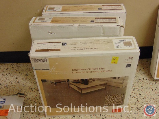 (3) Boxes of Soft Collection Seamless Carpet Tiles (40) sq. ft. per case w/ peel and stick easy