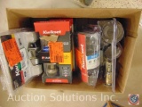 Box containing packages of door knob and lock hadware