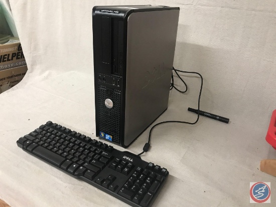 Dell Optiplex 780 computer tower with cord and Dell keyboard, Operating system: Windows 7 Pro OA