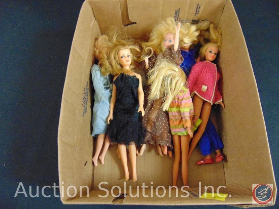 Box of (9) posable plastic dolls