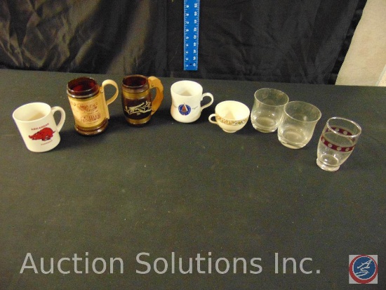 (5) coffee cups, (3) glasses