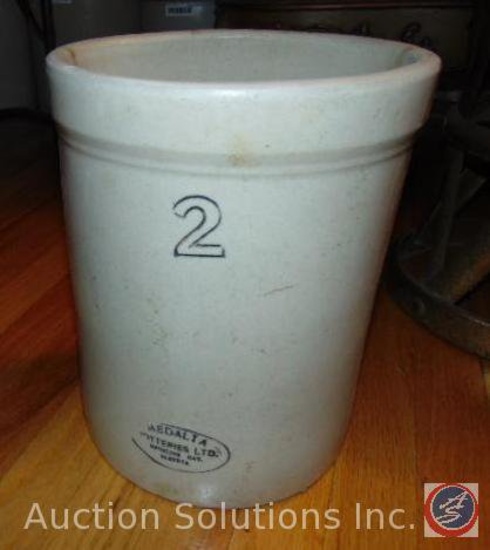 Medalta Pottery 2 Gal. Crock w/ a Crack Down The Middle
