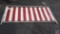 [14] Red and White Striped Heavy Vinyl Canvas Carnival Panels on Frames; [8] 6' x 33'' and [6] 8' x