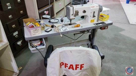 Pfaff Model 1245 Industrial Sewing Machine w/ Chair + Work Table on Casters
