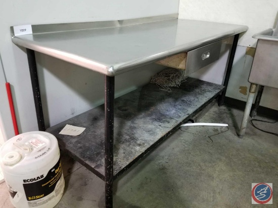 Stainless Steel Table w/ Drawer and Backsplash measuring 72x30x34
