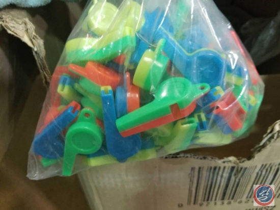 Plastic Rulers; Dino Rubber Bands; Sharks; Whistles