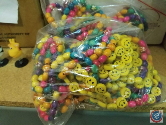 Zoo Animal Pop-Ups; Plastic Pacifier Necklaces; Wood Bead Bracelets; Camo Snap Bracelets; Hacky-Saks
