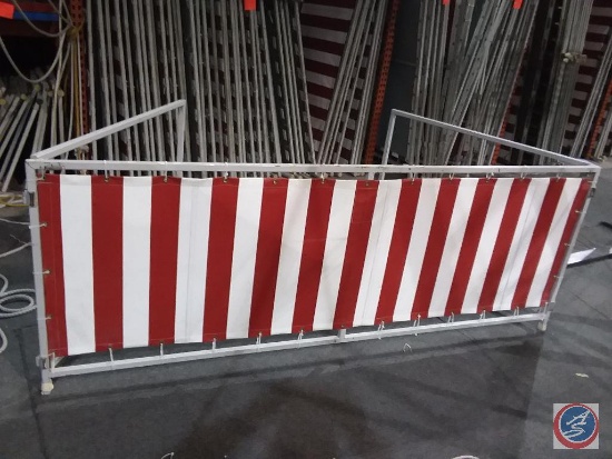 [7] Red and White Striped 16' x 33'' Heavy Vinyl Canvas Tri-Fold Carnival Panels on Frames