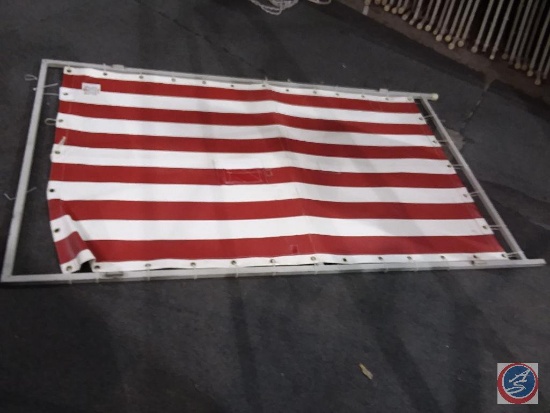 [11] Red and White Striped 8' x 48'' Heavy Vinyl Canvas Carnival Panels on Frames