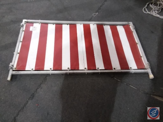 [16] Red and White Striped 5' x 33'' Heavy Vinyl Canvas Carnival Panels on Frames