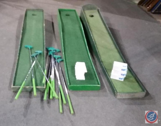 [3] Golf-Putt Green Carnival Game w/ Balls and Putters