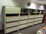 [5] Unit; 4-Drawer Lateral File Cabinets w/ Storage Shelf. Measuring 13ftx22inx65in {SOLD 5x THE