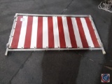 [16] Red and White Striped 5' x 33'' Heavy Vinyl Canvas Carnival Panels on Frames