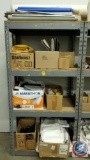 Contents of Shelving Unit Including Canvas Remnant/Repair Pieces, Industrial Velcro, and More.