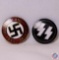 (2) German World War II Waffen SS 1933 Deutschland Ewache Party Pins.
