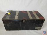 Black and red GI issued wood foot locker WWII