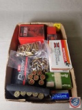 Flat of assorted ammunition including: Hornady 22 cal 55 gr full metal jackets CCI Blazer centerfire