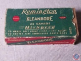 Remington Kleanbore 22 savage Hi-Speed ammunition. 70 grain soft point