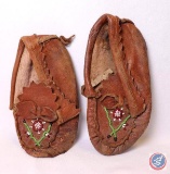 Pair of Old West Indian Child's Leather Beaded Moccasins.