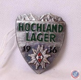 German World War II Silver 1936 Hitler Youth Hochland Lager Alpine Badge.