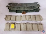 (2) cloth ammo belts with ammo, (3) empty cloth ammo belts