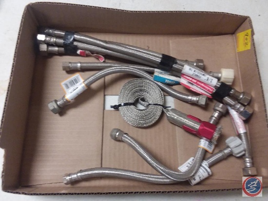 Assorted stainless steel braided faucet hose and toilet connector
