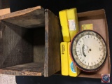 clock, (4) Flambeau cartridge holders for large and small rifles, wooden 2520 Winchester soft point